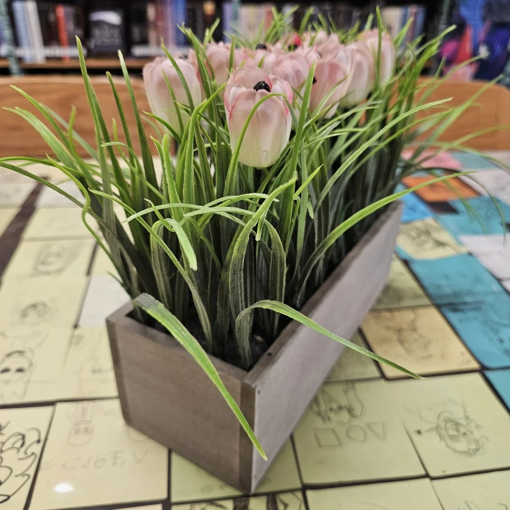Artificial Pink Tulip Arrangement Spring Floral Centerpiece Farmhouse